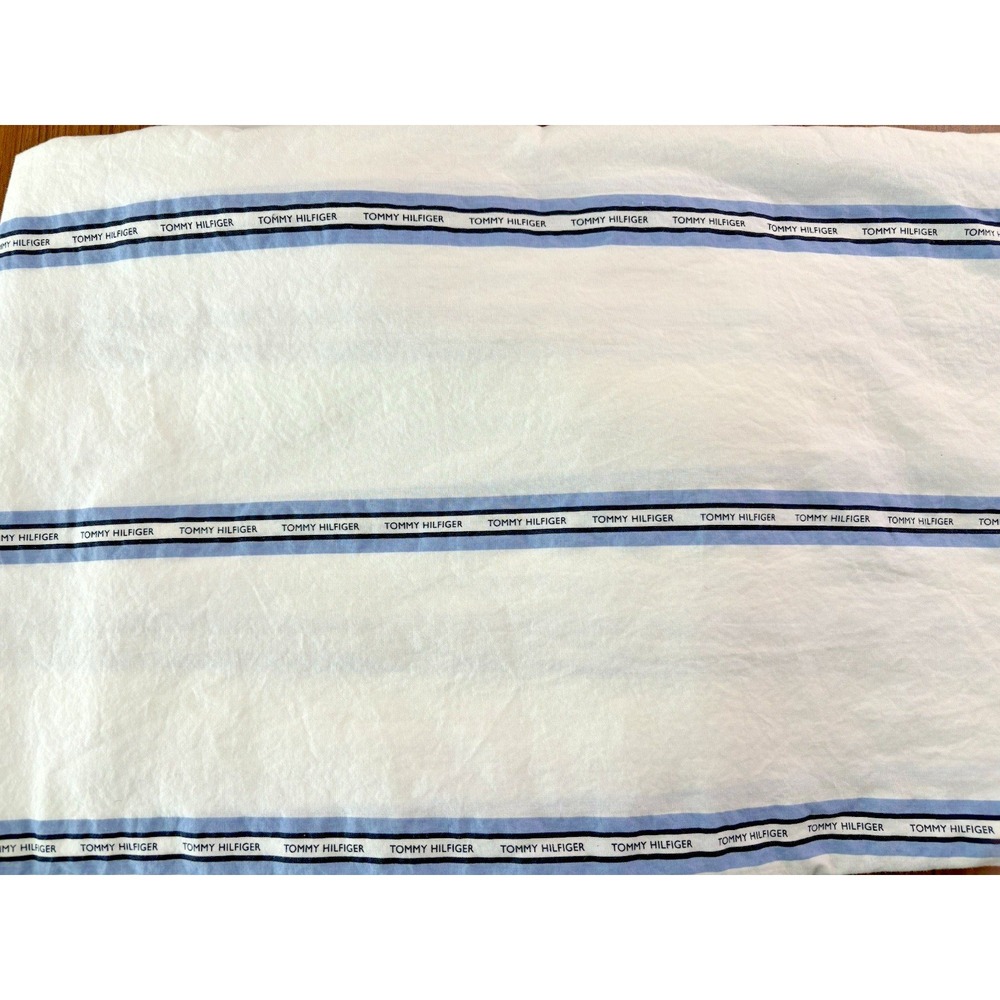 Tommy Hilfiger Vista Blue White Stripe 100%‎ Cotton TWIN Flat Sheet
